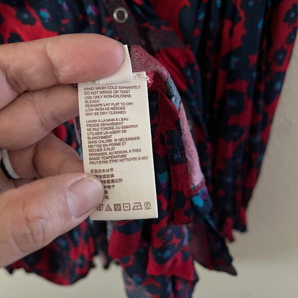 Free People Love Letter Floral Tunic Boho oversized top mini dress - Picture 8 of 16